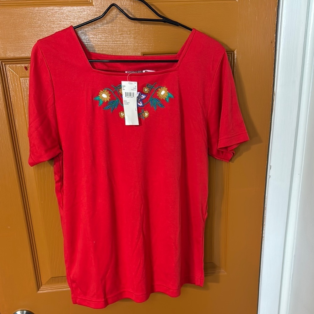 Urban Outfitters Red Embellished Boxy Blouse